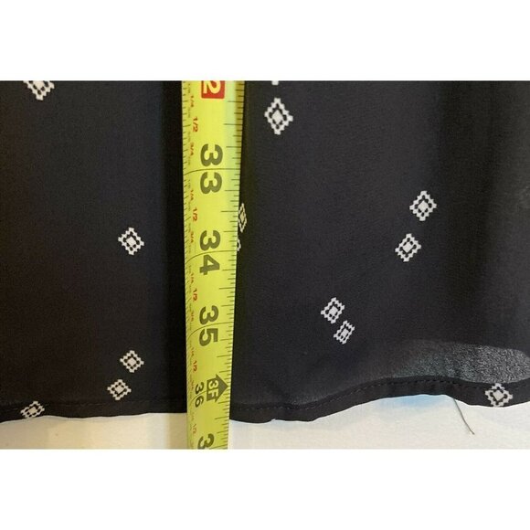 Studio by Bobeau Black Print Long Tie Wrist Sleeve Chemise Dress - Picture 7 of 11